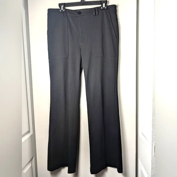 Anthropologie texture essentials trouser high rise wide leg black sz 14 - Picture 2 of 10